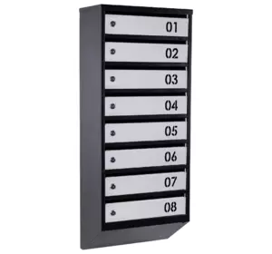 Почтовый ящик Галиндустрия многосекционный ЯП08В на 8 секций Черно-серый 950x390x200