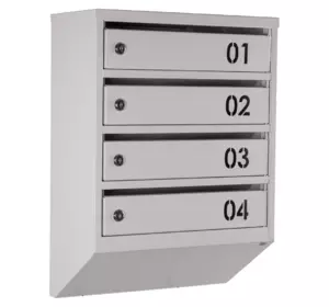 Почтовый многосекционный ящик Галиндустрия ЯП04В на 4 квартиры Серый 550×390×200