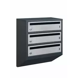 Почтовый ящик LEVMETAL многосекционный Е1-03.F на 3 квартиры Черно-серый 475x390x200