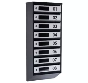 Почтовый ящик Галиндустрия многосекционный ЯП08D на 8 квартир Черно-серый 950x390x200