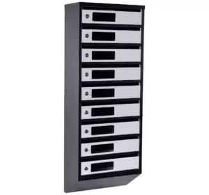 Почтовый ящик Галиндустрия многосекционный ЯП09С на 9 секций Черно-серый 1050x390x200