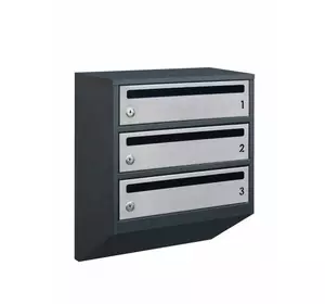Почтовый ящик LEVMETAL многосекционный Е1-03.F на 3 квартиры Черно-серый 475x390x200